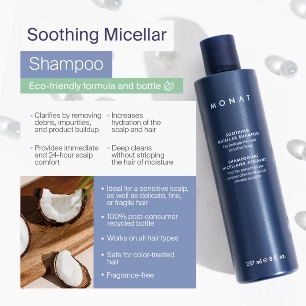 MONAT | 4.5 oz Travel Size Micellar Soothing Shampoo